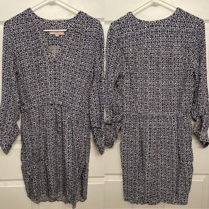 LOFT tunic dress notch neck, drawstring waist